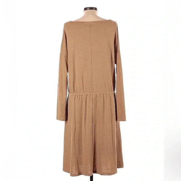Banana Republic | Caramel Luxespun Cowl Neck Fit & Flare Dress Size L Large - Picture 4 of 5